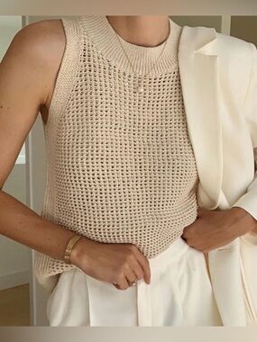 Commense Knit Hollow Solid tank Top NWT Size L